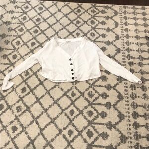Sadie & Sage White Button-Up Crop Top